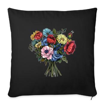 Bouquet Flowers Blossoms - Sofa pillowcase 17,3'' x 17,3'' (45 x 45 cm) - black - Front