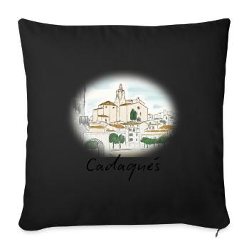 Cadaqués Watercolor - Sofa pillowcase 17,3'' x 17,3'' (45 x 45 cm) - black - Front