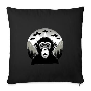 Singe avec OVNI - Housse de coussin décorative 45 x 45 cm - noir - Devant