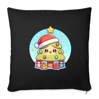 Kawaii Christmas Tree with Gifts - Sofa pillowcase 17,3'' x 17,3'' (45 x 45 cm) - black - Front
