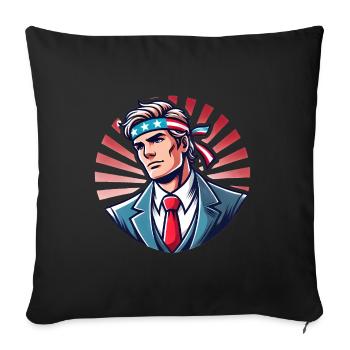 Patriotic Hero with Flag Headband - Sofa pillowcase 17,3'' x 17,3'' (45 x 45 cm) - black - Front