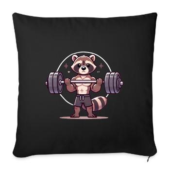 Muscular Raccoon Lifting Weights - Sofa pillowcase 17,3'' x 17,3'' (45 x 45 cm) - black - Front