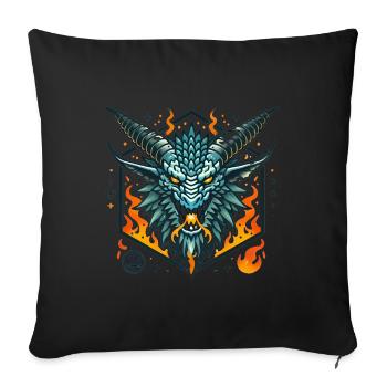 Fierce Flaming Dragon Head Badge - Sofa pillowcase 17,3'' x 17,3'' (45 x 45 cm) - black - Front