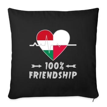 Ungarn und Polen 100% Freundschaft - Sofakissenbezug 45 x 45 cm - Schwarz - Vorne