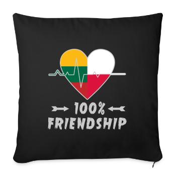Lithuania and Poland 100% friendship - Sofa pillowcase 17,3'' x 17,3'' (45 x 45 cm) - black - Front
