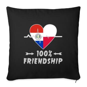 100 % amitié entre le Paraguay et la Pologne - Housse de coussin décorative 45 x 45 cm - noir - Devant