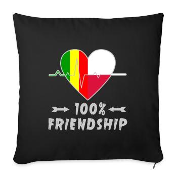 100 % amitié entre le Mali et la Pologne - Housse de coussin décorative 45 x 45 cm - noir - Devant