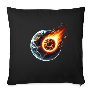 Impact d’un astéroïde ardent sur la Terre - Housse de coussin décorative 45 x 45 cm - noir - Devant