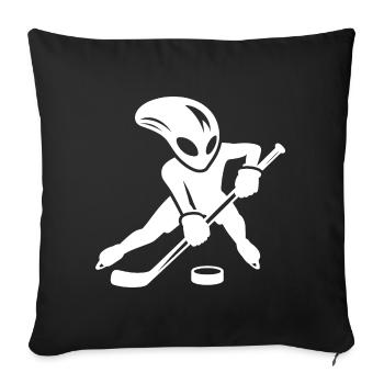 Silhouette Alien minimaliste Hockey sur glace - Housse de coussin décorative 45 x 45 cm - noir - Devant