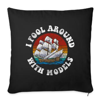 Model Sailing Ship Seafarers Shipping - Sofa pillowcase 17,3'' x 17,3'' (45 x 45 cm) - black - Front