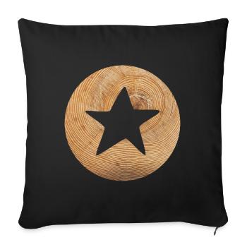 Circle Wooden Star Christmas Nature Symbol Xmas - Sofa pillowcase 17,3'' x 17,3'' (45 x 45 cm) - black - Front