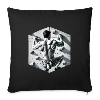 Grayscale Rock Climber Illustration - Sofa pillowcase 17,3'' x 17,3'' (45 x 45 cm) - black - Front