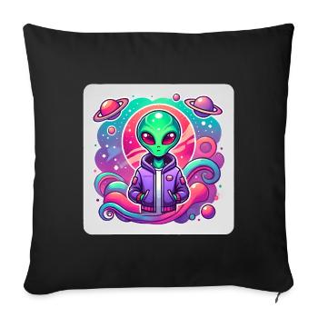 Cosmic Alien Traveler Illustration - Sofa pillowcase 17,3'' x 17,3'' (45 x 45 cm) - black - Front
