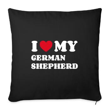 J’aime mon berger allemand Deutscher Schäferhund - Housse de coussin décorative 45 x 45 cm - noir - Devant
