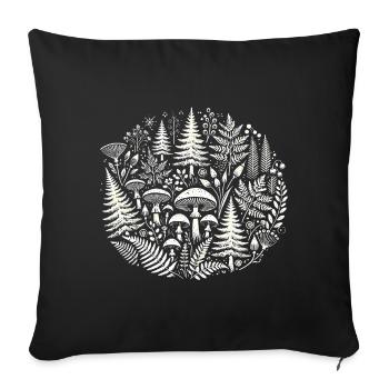 Intricate Forest Nature Illustration - Sofa pillowcase 17,3'' x 17,3'' (45 x 45 cm) - black - Front