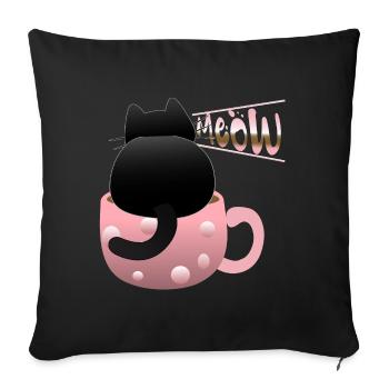 cute black cat meowing - Sofa pillowcase 17,3'' x 17,3'' (45 x 45 cm) - black - Front