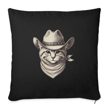 Cowboy Cat Illustration Design - Sofa pillowcase 17,3'' x 17,3'' (45 x 45 cm) - black - Front