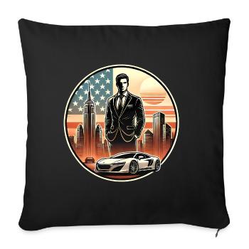 Illustration du leader du coucher de soleil aux États-Unis - Housse de coussin décorative 45 x 45 cm - noir - Devant