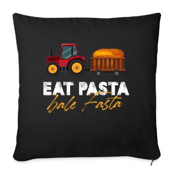 Manger des balles de pâtes plus rapidement Agriculteur de mise en balles de foin - Housse de coussin décorative 45 x 45 cm - noir - Devant
