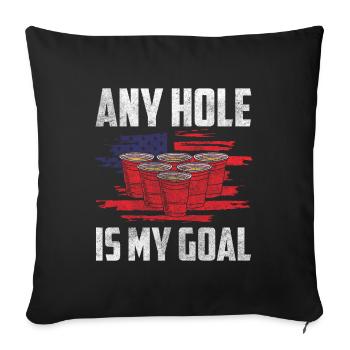 Bière Pong Mug Liqueur - Housse de coussin décorative 45 x 45 cm - noir - Devant
