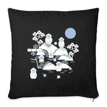 Chilling Monkeys in a Hot Spring l weiß blau navy - Sofakissenbezug 45 x 45 cm - Schwarz - Vorne