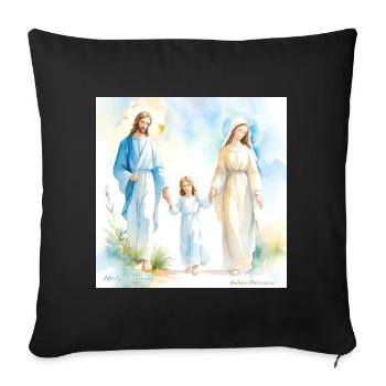 Sacred Family Religious Portrait -The Holy Family - Sofa pillowcase 17,3'' x 17,3'' (45 x 45 cm) - black - Front