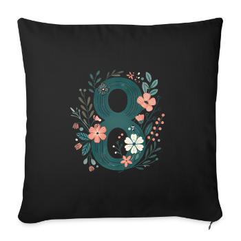 Floral Number 8 Design - Sofa pillowcase 17,3'' x 17,3'' (45 x 45 cm) - black - Front