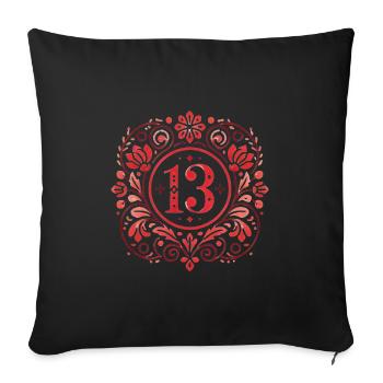 Floral 13 Badge with Elegant Design - Sofa pillowcase 17,3'' x 17,3'' (45 x 45 cm) - black - Front
