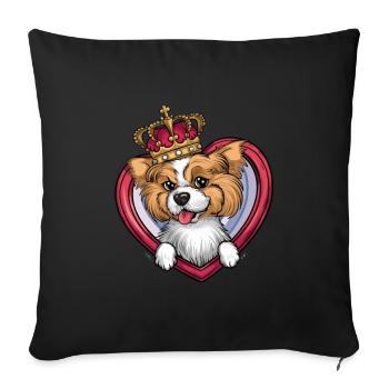 Cute cartoon Lhasa Apso with crown and heart - Sofa pillowcase 17,3'' x 17,3'' (45 x 45 cm) - black - Front