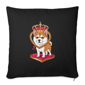Pretty cartoon Akita Inu dog with crown and heart - Sofa pillowcase 17,3'' x 17,3'' (45 x 45 cm) - black - Front