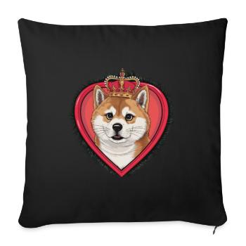 Pretty cartoon Akita Inu dog with crown and heart - Sofa pillowcase 17,3'' x 17,3'' (45 x 45 cm) - black - Front