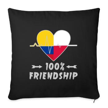 100 % amitié entre la Colombie et la Pologne - Housse de coussin décorative 45 x 45 cm - noir - Devant