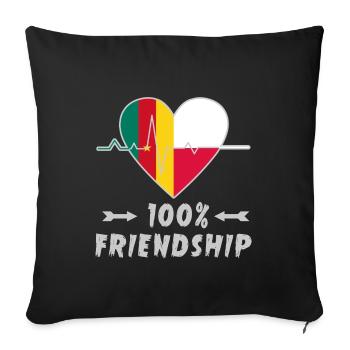 Kamerun und Polen 100% Freundschaft - Sofakissenbezug 45 x 45 cm - Schwarz - Vorne