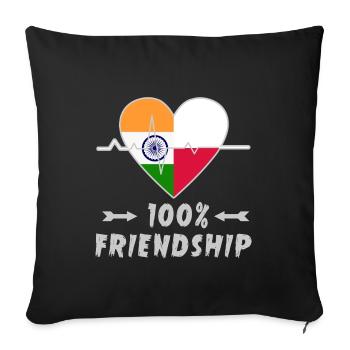 L'Inde et la Pologne : amitié à 100 % - Housse de coussin décorative 45 x 45 cm - noir - Devant