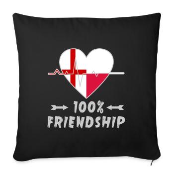 100 % amitié entre l'Angleterre et la Pologne - Housse de coussin décorative 45 x 45 cm - noir - Devant