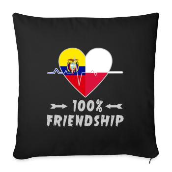 L'Equateur et la Pologne : amitié à 100 % - Housse de coussin décorative 45 x 45 cm - noir - Devant