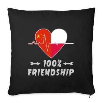 100 % amitié entre la Chine et la Pologne - Housse de coussin décorative 45 x 45 cm - noir - Devant