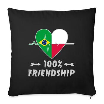 Le Brésil et la Pologne : une amitié à 100 % - Housse de coussin décorative 45 x 45 cm - noir - Devant