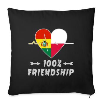 Bolivia and Poland 100% friendship - Sofa pillowcase 17,3'' x 17,3'' (45 x 45 cm) - black - Front