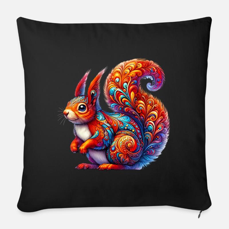 Eichhörnchen - Sofakissenbezug 45 x 45 cm - Schwarz
