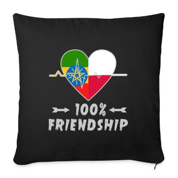 100 % amitié entre l'Éthiopie et la Pologne - Housse de coussin décorative 45 x 45 cm - noir - Devant