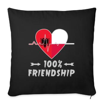 L'Albanie et la Pologne : amitié à 100 % - Housse de coussin décorative 45 x 45 cm - noir - Devant