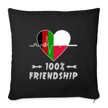 Afghanistan and Poland 100% friendship - Sofa pillowcase 17,3'' x 17,3'' (45 x 45 cm) - black - Front