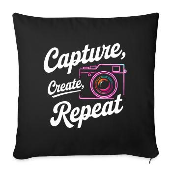 Capturer, créer, répéter - Housse de coussin décorative 45 x 45 cm - noir - Devant