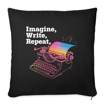 Imagine, Write, Repeat - Sofa pillowcase 17,3'' x 17,3'' (45 x 45 cm) - black - Front
