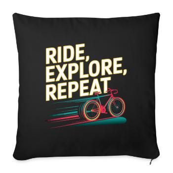 Ride Explore Repeat - Sofa pillowcase 17,3'' x 17,3'' (45 x 45 cm) - black - Front
