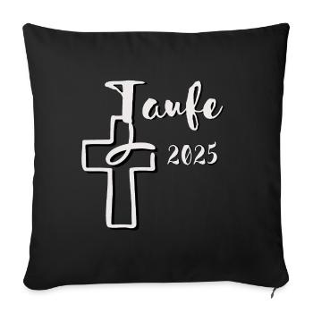 Baptism 2025 Fish Dips in Cross 3D Effect - Sofa pillowcase 17,3'' x 17,3'' (45 x 45 cm) - black - Front