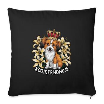 Nederlandse Kooikerhondje avec couronnes et lys - Housse de coussin décorative 45 x 45 cm - noir - Devant
