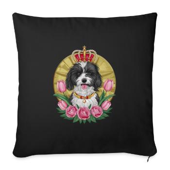 Cute Lion Dog with Flowers and Crown - Sofa pillowcase 17,3'' x 17,3'' (45 x 45 cm) - black - Front