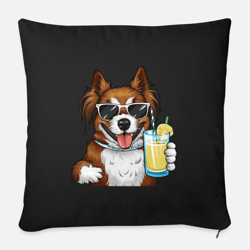 Lion with lemonade - Sofa pillowcase 17,3'' x 17,3'' (45 x 45 cm) - black